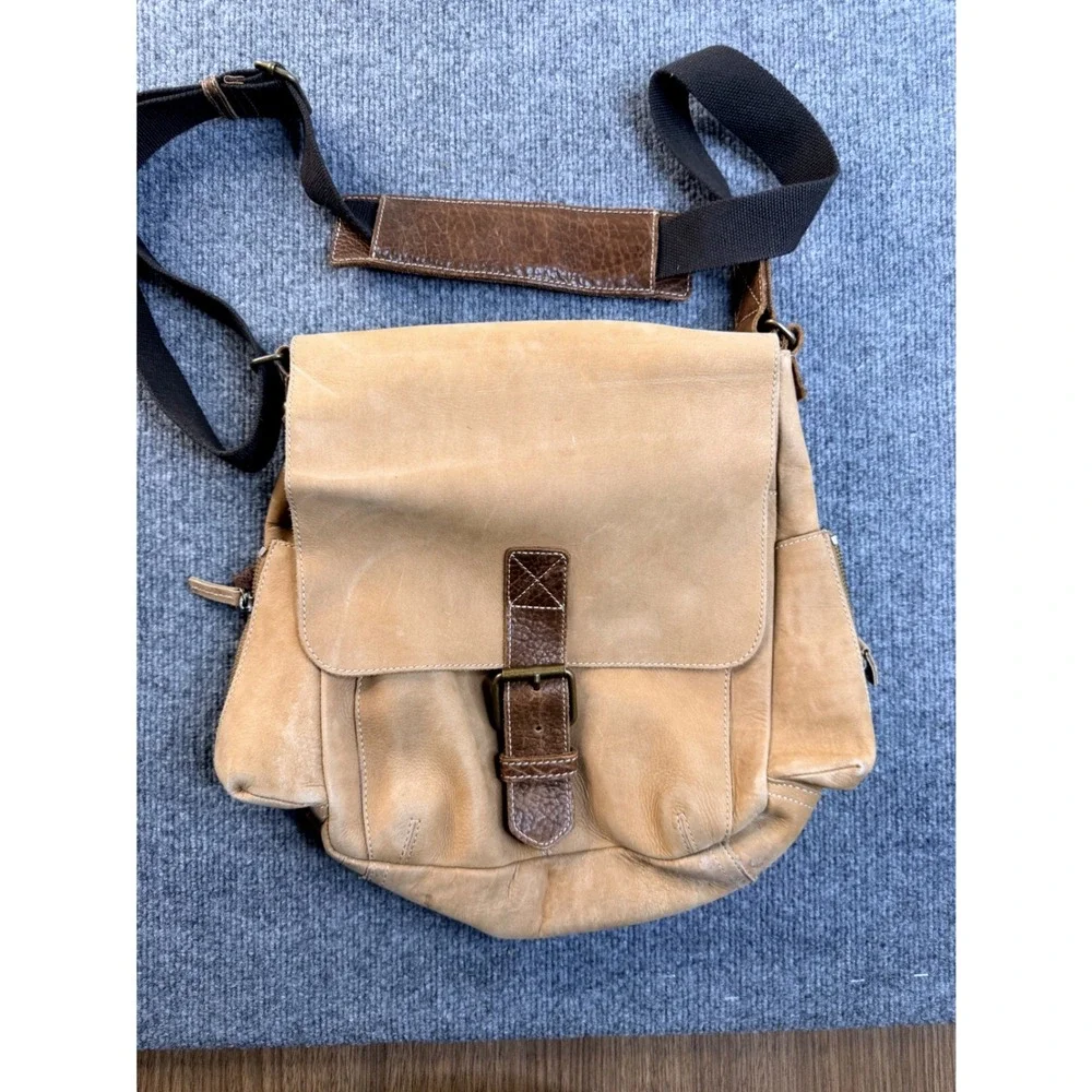 The Territory Ahead Tan Leather Messenger Bag Crossbody Tactical Travel Mens Bag